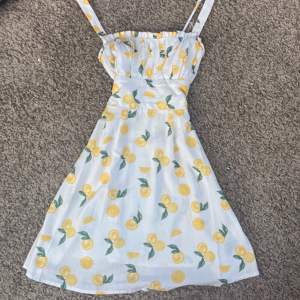 *SOLD* Lemon Ruched Mini sundress